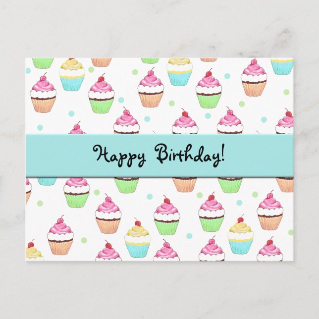 Cupcake Birthday Postcard (Front)