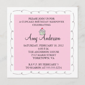 Cupcake Birthday Sleepover! Invitation