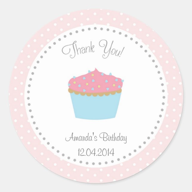 Cupcake Birthday Sticker (Front)