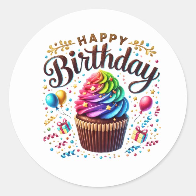 Cupcake Birthday Stickers (Front)