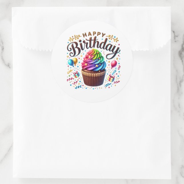 Cupcake Birthday Stickers (Bag)