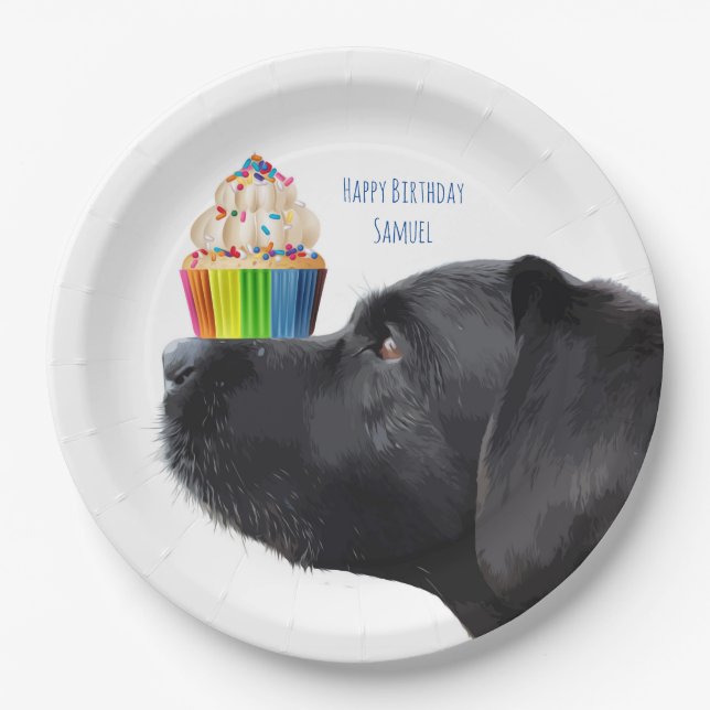 Cupcake - Black Lab Paper Plates (Front)