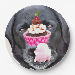 Cupcake - Black Lab Paper Plates