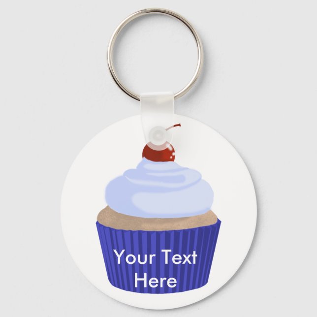Cupcake-Blue on Blue Keychain (Front)