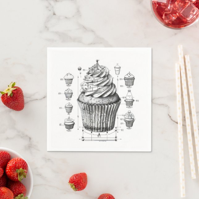 Cupcake Blueprint Monochromatic Napkins (Insitu)