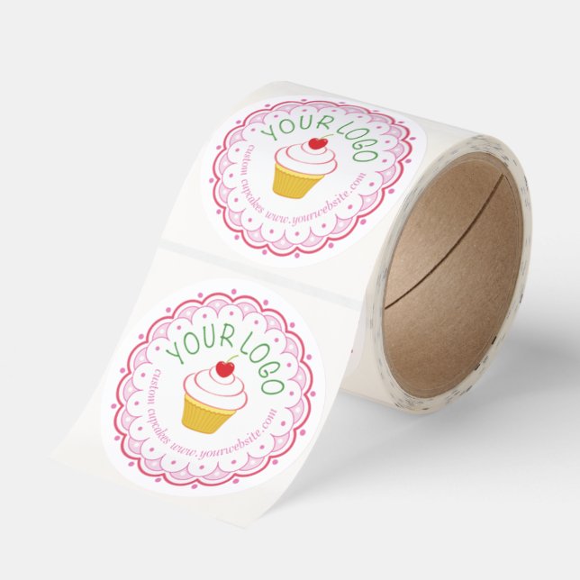Cupcake Box Round Stickers Custom Printed 3 inch (Roll)
