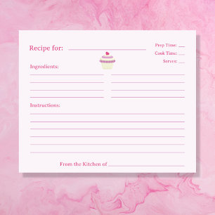 Cupcake Bridal Shower Recipe Card