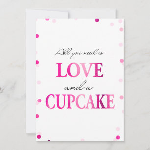 Cupcake Bridal Shower Sign Pink Magenta Confetti Invitation