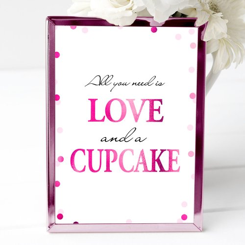 Cupcake Bridal Shower Sign  Pink Magenta Confetti Invitation