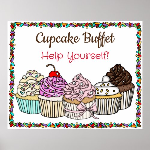 Cupcake Buffet Wedding or Baby Shower Sign  