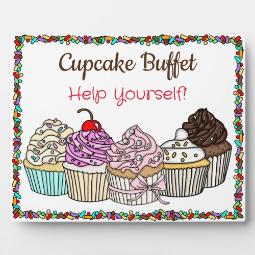 Cupcake Buffet Wedding or Baby Shower Sign Plaque