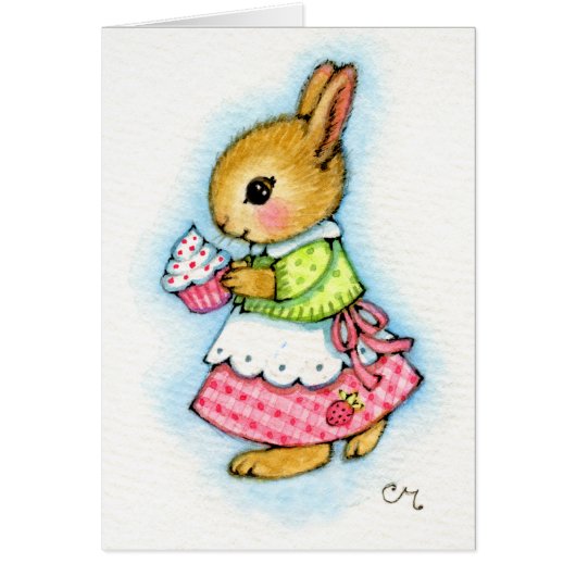 Cupcake Bunny - Cute Rabbit Card (Front)