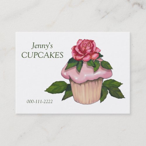 Cupcake Business Baking Pink Icing Pink Rose Business Card