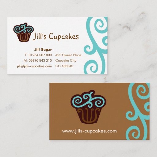 Customizable Cupcake Business Card (blue)