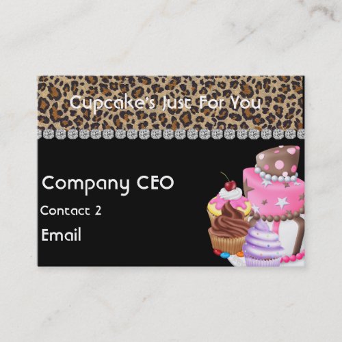 CUPCAKE  Business Card CHEETAH ANIMAL PRINT