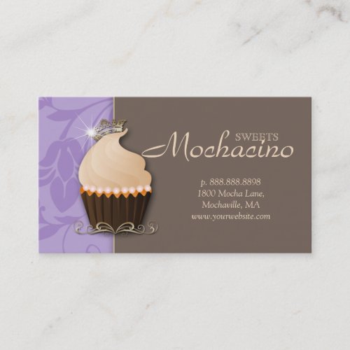 Cupcake Business Card Crown Purple Brown