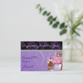 CUPCAKE  Business Card Diamond Damask (Standing Front)