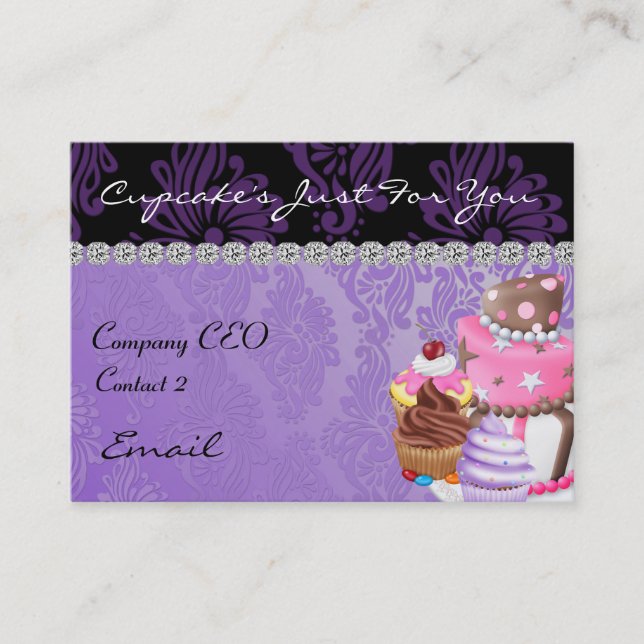 CUPCAKE  Business Card Diamond Damask (Front)