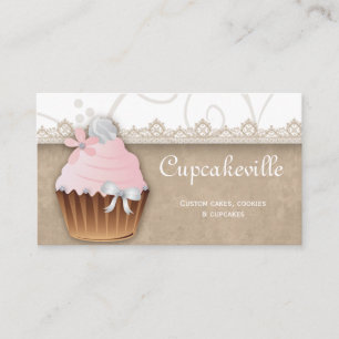 Cupcake Business Card Vintage Lace