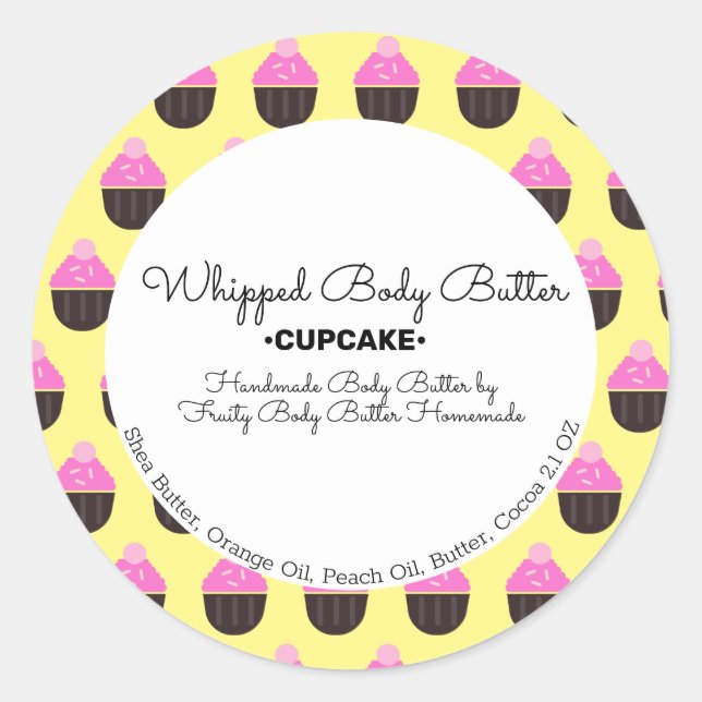 Cupcake Butter Bath Branding Packaging Classic Round Sticker (Front)