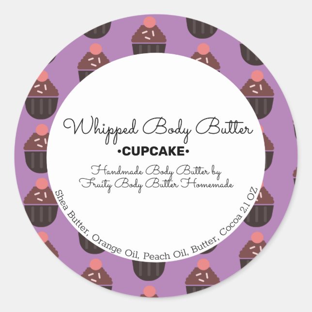 Cupcake Butter Bath Branding Packaging Classic Round Sticker (Front)