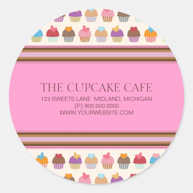 Cupcake Cafe | Bakery Business Stickers (Front)