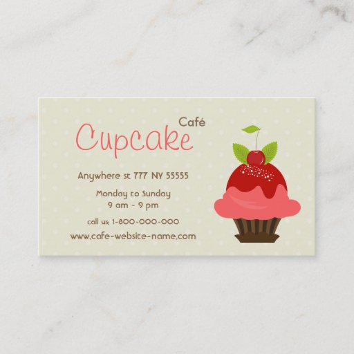 Customizable Cupcake Cafe Business Card