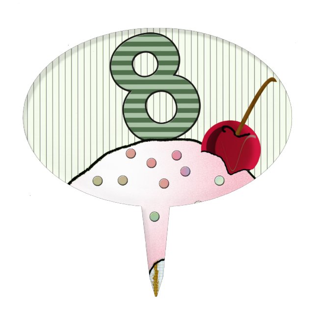 Cupcake Cake Birthday Pattern Face Eye Cute Eight Topper (Front)