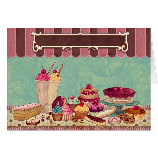 Cupcake Cake Party Sign Banner Cards (Front Horizontal)