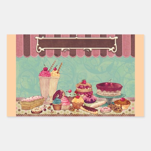 Cupcake Cake Party Sign Banner Rectangular Sticker