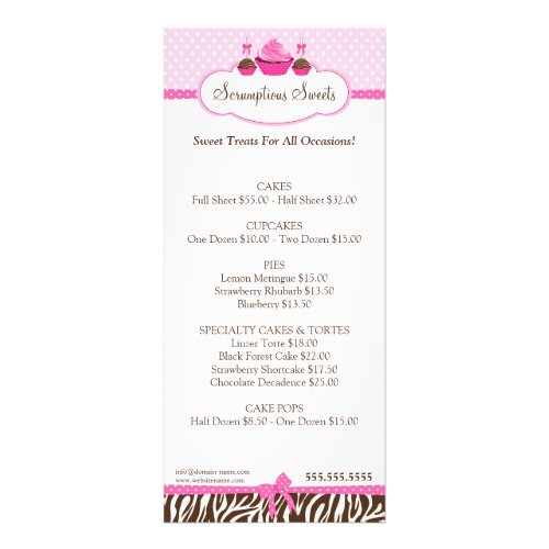 Cupcake Cake Pops Bakery Business Rack Card