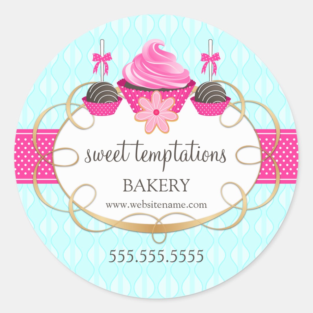 Cupcake Cake Pops Cookie Bakery Packaging Classic Round Sticker | Zazzle