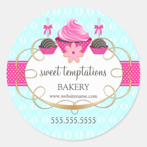 Cupcake Cake Pops Cookie Bakery Packaging Classic Round Sticker