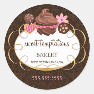 Cupcake Cake Pops Cookie Bakery Packaging Classic Round Sticker