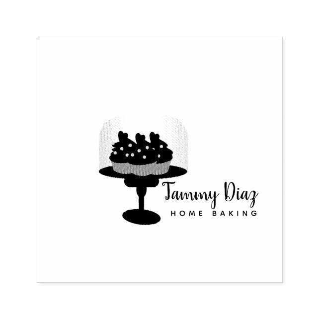 Cupcake Cake Stand Bakery Cake Logo Rubber Stamp (Imprint)