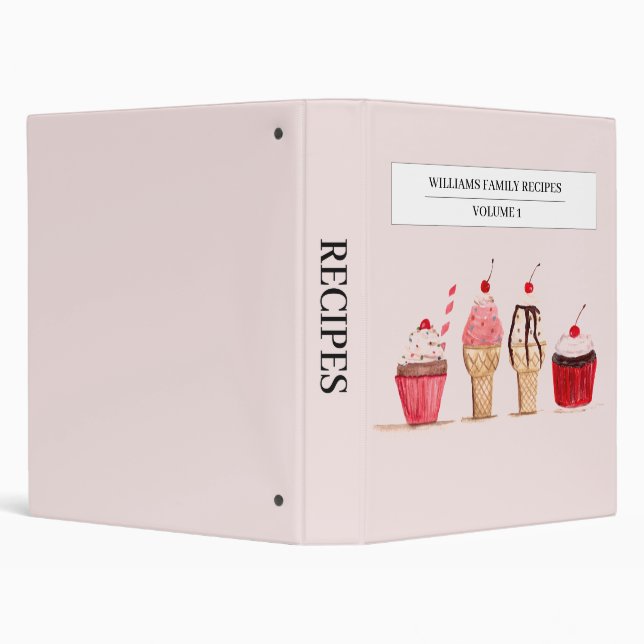 Cupcake Cakes Desserts Baking Baked Goods Recipe 3 Ring Binder (Background)