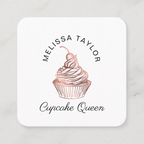 Cupcake Cakes  Sweets Home Bakery Rustic Vintage Square Business Card