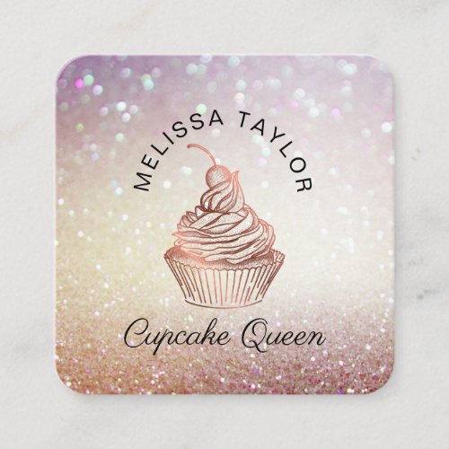 Cupcake Cakes  Sweets Home Bakery Rustic Vintage Square Business Card