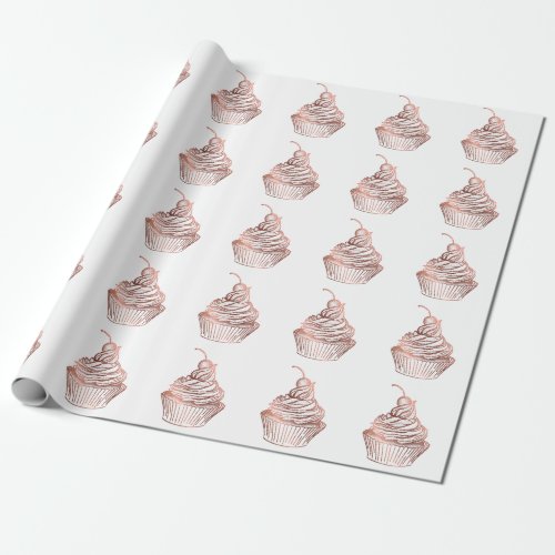 Cupcake Cakes  Sweets Home Bakery Rustic Vintage Wrapping Paper