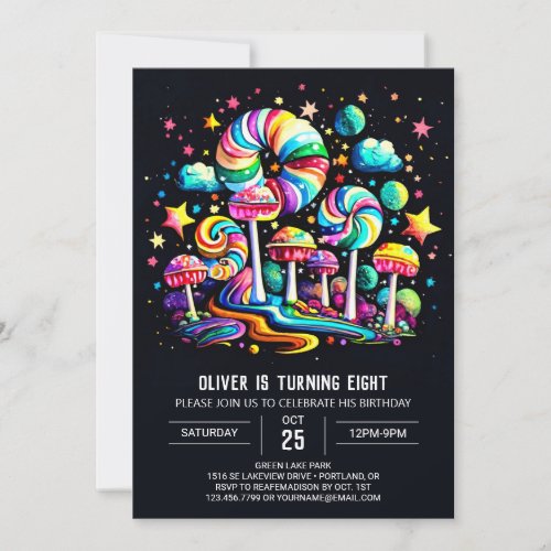 Cupcake Candy Wonderland Birthday Invitation