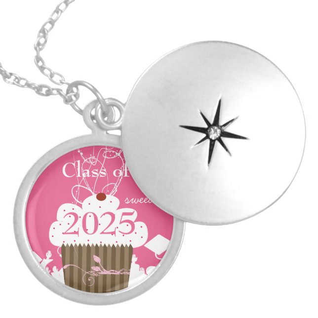 Cupcake Cap Tossing Crowd-Graduation Class of 2011 Locket Necklace (Front)
