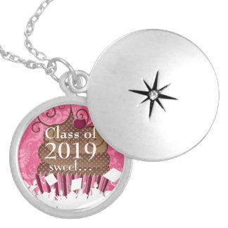 Cupcake Caps Gown Graduation Class of Current Year Locket Necklace