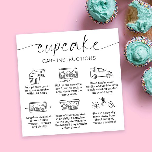 Cupcake Care Card Elegant Script Minimal Thank You