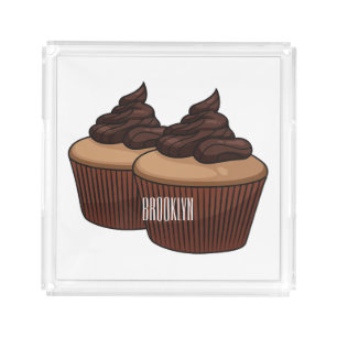 Cupcake cartoon illustration acrylic tray
