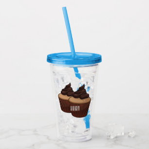 Cupcake cartoon illustration acrylic tumbler