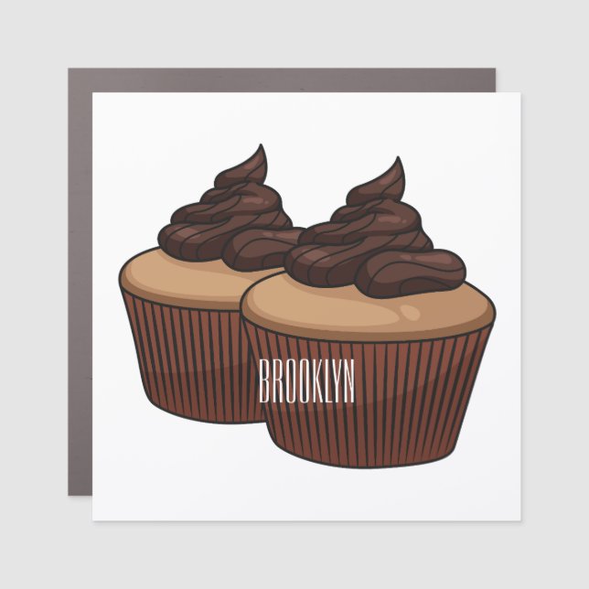 Cupcake cartoon illustration  car magnet (Front)