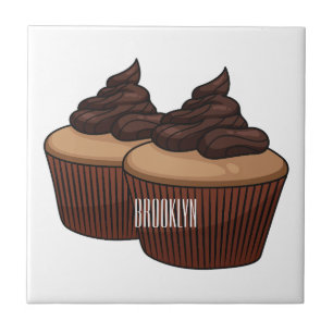 Cupcake cartoon illustration ceramic tile