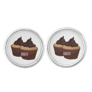 Cupcake cartoon illustration cufflinks