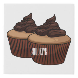 Cupcake cartoon illustration faux canvas print