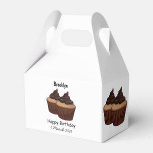 Cupcake cartoon illustration favor boxes